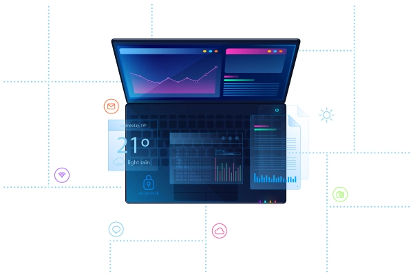 Software Development — laptop showing a web application interface